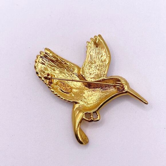 Vintage 1999 Plainville Stock Co PSCO Rhinestone Hummingbird Pin Brooch 2” - Picture 6 of 7